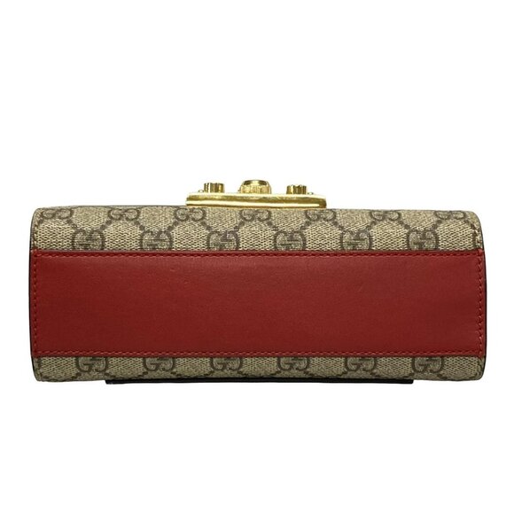 Auth GUCCI Padlock GG Small 409487 Dark Brown Red Multi PVC Leather Shoulder Bag - Picture 6 of 16